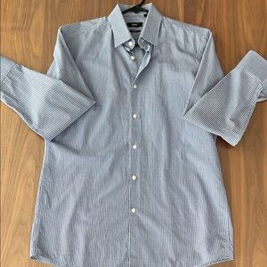 BOSS Hugo Boss Sharp Fit Navy Check Dress Shirt Men’s 15 1/2 32/33